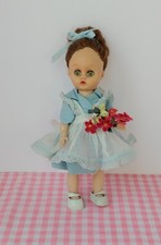 1950s Cosmopolitan Doll Company 8" Ginger Doll Walker Lt Brunette Blue Dress