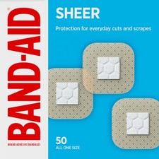 BAND-AID Brand Sheer Spots Adhesive Small Square Bandages, Small, Beige 