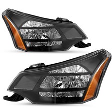 Headlight Assembly for 2008-2011 Focus Black Housing Amber Reflector Both Sides