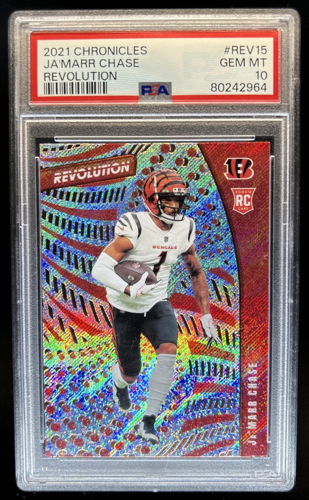 2021 Chronicles Ja'Marr Chase Revolution RC Rapture #REV-15 Bengals PSA 10
