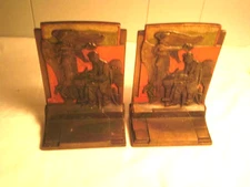 Abraham Lincoln The Emancipator Angel 1925 Pompeian Bronze Cast Iron Bookend Set
