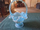 Fenton Glass Basket With Handle... Hand Painted... Signed... 2002... Displayed