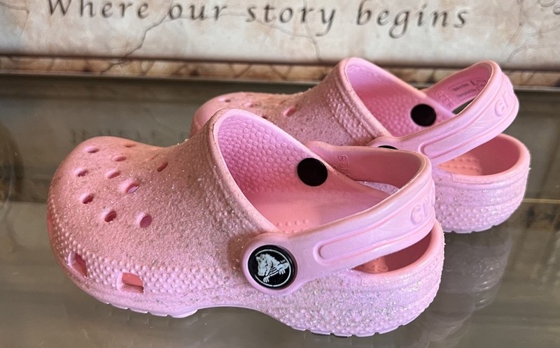 Crocs Classic Glitter Clog Toddler 8C Pink Glitter Iconic Comfort Sandals