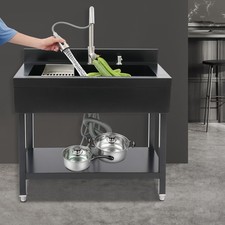 Freestanding Stainless Steel Utility Sink, Rectangular Single Bowl Utility Sink
