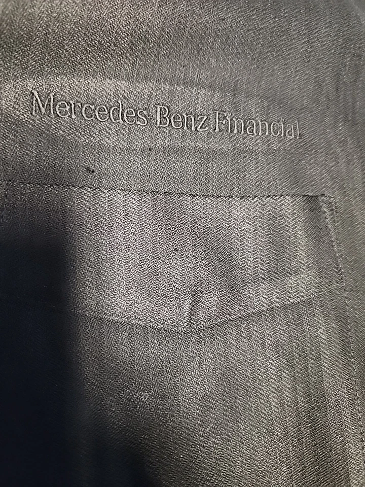 Mercedes Benz Financial Logo Black Short Sleeve Silk Button Shirt Mens Large - Imagem 4 de 4