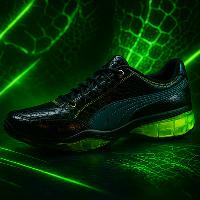 Puma Cell Meio L Black Croc Neon Volt Sneakers Men s Size 10.5