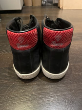 Gucci Sneakers alte in pelle nero rosso tacco pitone EU41 UK7 Made in Italy