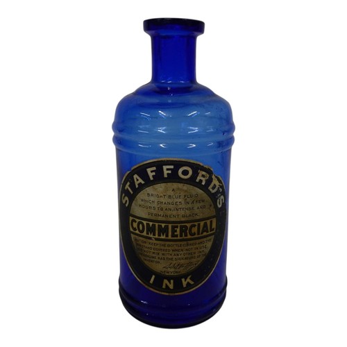 Lot 5 Cobalt Blue Glass Bottles Stafford's Ink Bromo Seltzer Ingram's Shaving - Picture 2 of 17