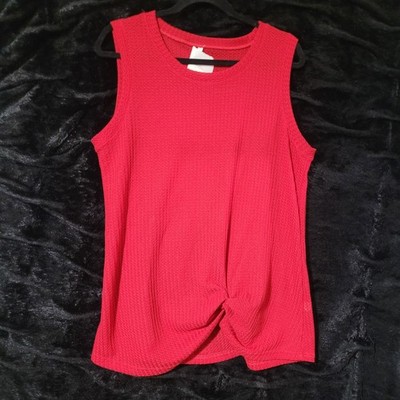 Red Sleeveless Knit Twist Front Detail Blouse Size 2XL