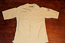 Boy Scouts of America BSA Youth Shirt Tan Large 100 Supplex Nylon Sewn Patches