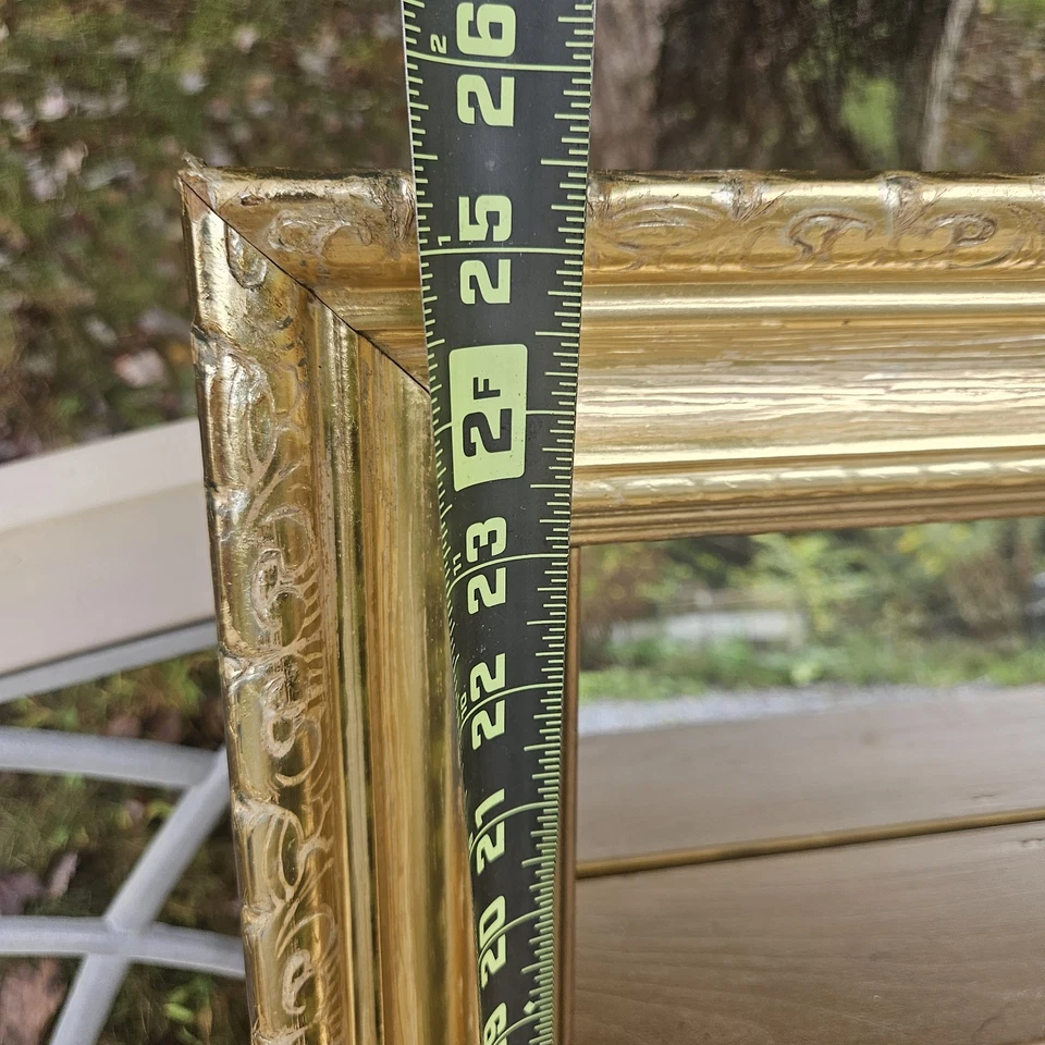 1958 MCM Shadow Box Mirror Shelves Ornate Gold Frame Illinois Moulding Regency - Image 4 of 4