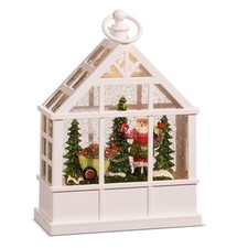 RAZ Imports Garden Santa Lighted Water Greenhouse, 9.25", Christmas D cor