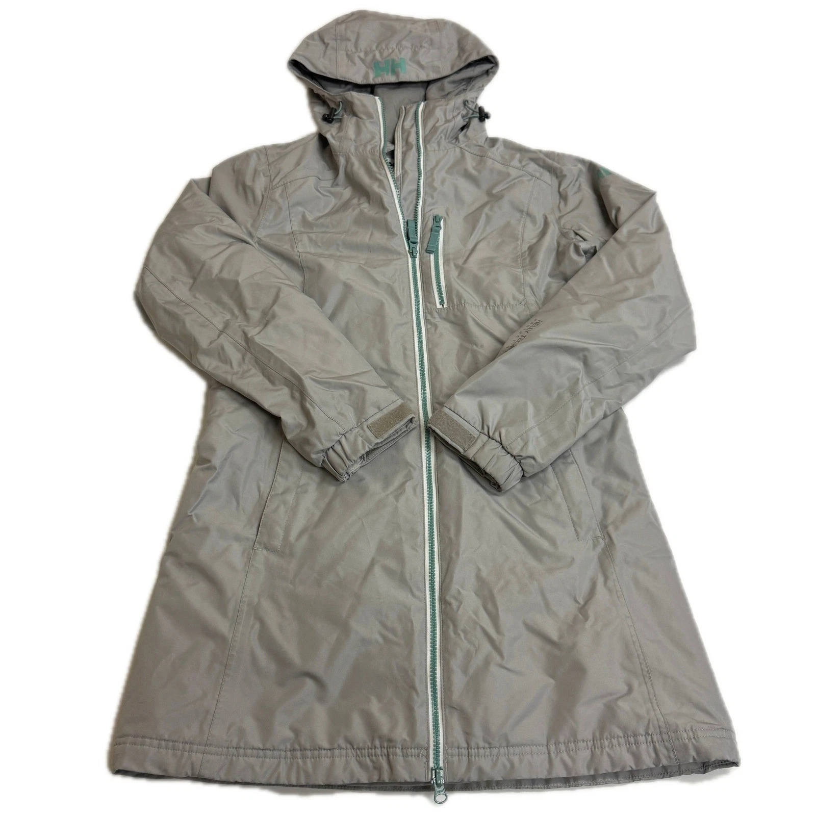 Helly Hansen Jacket Womens Small Gray Belfast Parka Primaloft Insulated Hooded