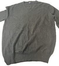 J.Crew Men's Black V-Neck Sweater Italian Cashmere Large Damaged Project Piece