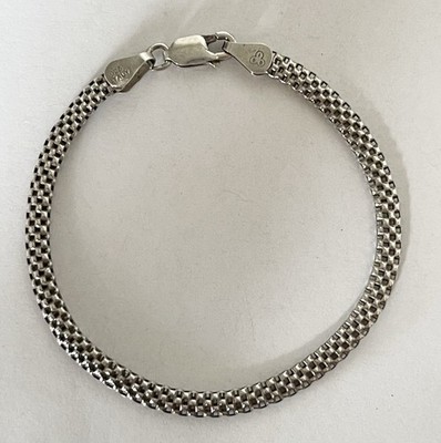 IBB Italy Sterling Silver 925 5mm Mesh Link Chain Bracelet - 6.75'' Long