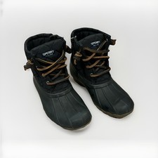 Sperry Saltwater Duck Boots Girls Size 13M Black Quilted Waterproof Boots