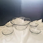 Vintage Anchor Hocking Savannah Clear Glass Large Serving Bowl  & 4 Salad Bowls