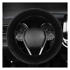 Kewucn Fuzzy Car Steering Wheel Cover Fluffy Soft Fur 1 Pc Black