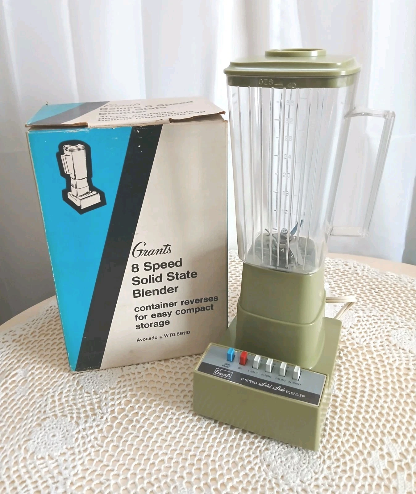 Vintage GRANTS Deluxe 8 Speed Solid State AVOCADO Blender Retro MCM w/Box NOS
Opens in a new window