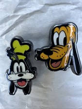 Crocs Jibbitz Disney Pluto Goofy 2 METAL Shoe Charms Charm Set New, Never Used