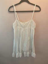 White Cotton Lace Ruffle Sleeveless Babydoll Dress Free People