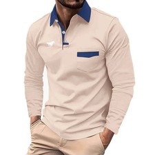 Autumn New Men Long Sleeve Slim Fit Turn-down Collar Polo Shirt Men Business Cas
