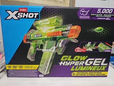 XShot Glow Hyper Gel Motorized Nightstrike Blaster  Brand New W/ Glasses & 5000 