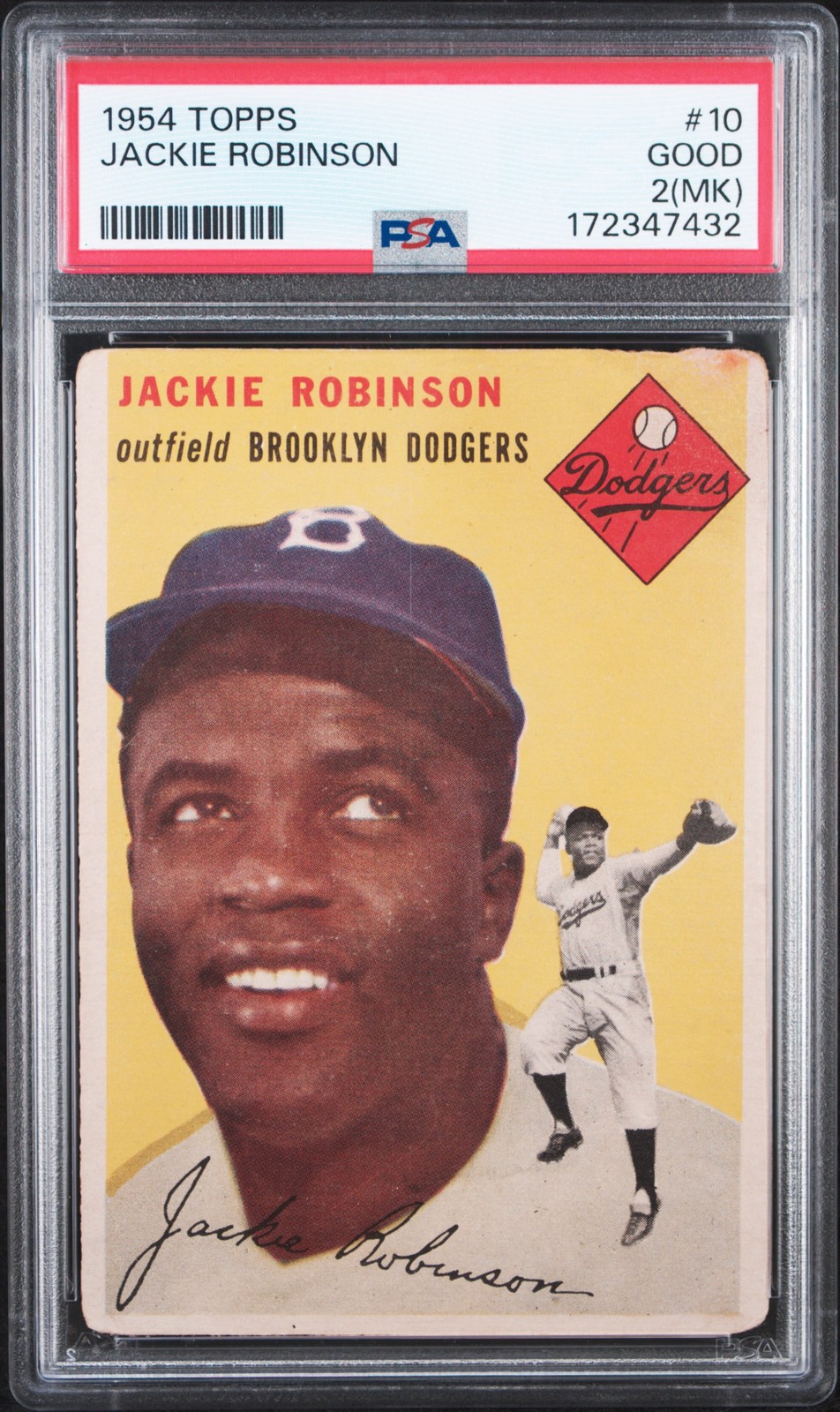 1954 TOPPS #10 JACKIE ROBINSON PSA 2 MK
