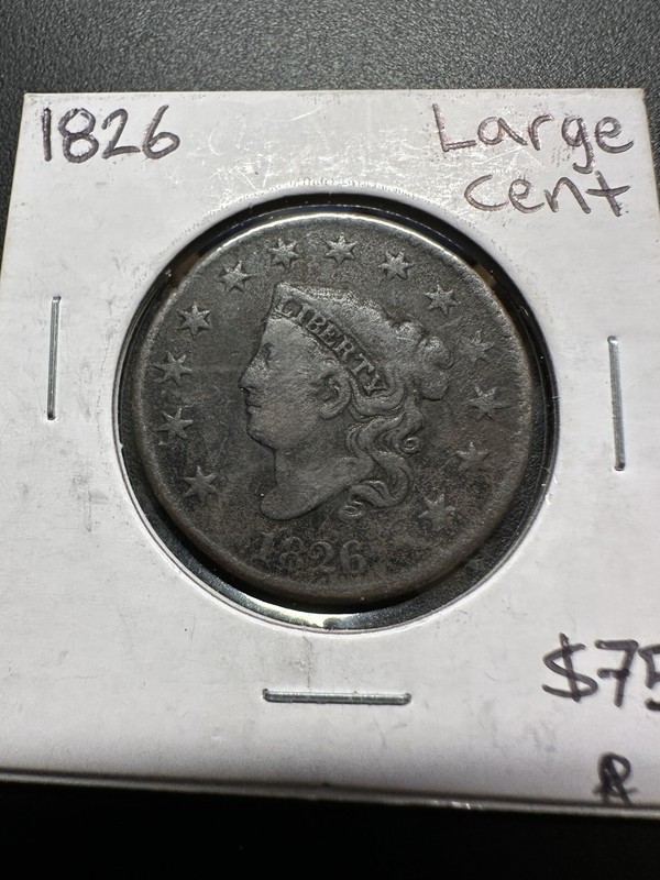 1826 Large Cent Matron Head Coin 