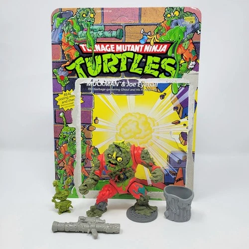 Vintage TMNT Ninja Turtles Muckman Joe Eyeball Figure Complete W Cardback