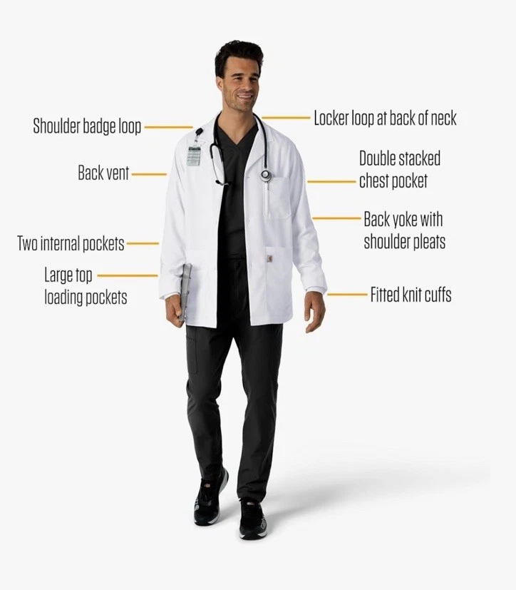 NEW Carhartt Scrubs C71005 Modern Fit Consultation Lab Coat Medium - Image 2 of 4