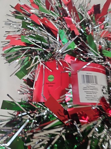 Christmas Mega Tinsel Garland Red, Green, Silver 9 Ft - Picture 4 of 5