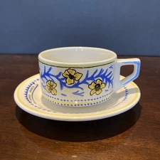 Romana Sambuca Coffee Tea Cup Mug with Saucer Yellow Flowers Floral & Sun EUC