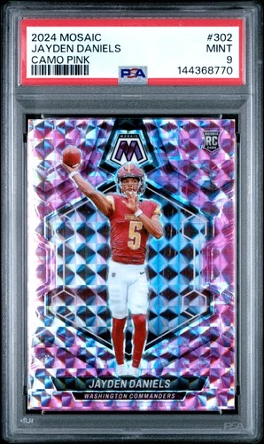 2024 PANINI MOSAIC CAMO PINK #302 JAYDEN DANIELS ROOKIE RC PSA 9