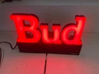 Vintage Bud Beer Light Up Sign Works 1992 Bar neon BUDWEISER bright red electric