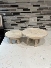 Wood Risers Rustic Kitchen Centerpiece Decor Round Small Set Of 2