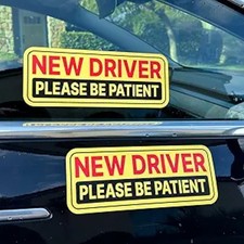 Non-Magnetic New Driver Stickers - Removable Vinyl Decals for Cars  Windows - M