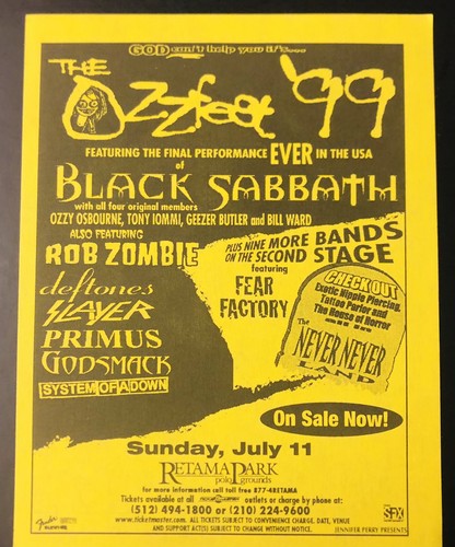 BLACK SABBATH TONY IOMMI SIGNATURE GUITAR PICK AUTHENTIC 1999 TOUR FLYER TEXAS - Picture 2 of 5