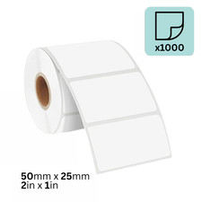 2x1 Direct Thermal Labels, 50mm x 25mm Barcode FNSKU Label, 1000 Labels per Roll