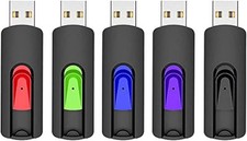 RAOYI 5 Pack 64GB USB Flash Drive, 2.0 Memory Stick 64GB, 5 Mixed Colors 