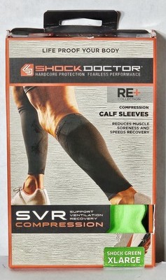 ***Shock Doctor SVR Compression Calf Sleeves (725-SE) Shock Green (Size: XL)