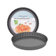1 Round Non Stick Fluted Flan Baking Tin Loose Bottom Flan Dish Tart Quiche 23cm