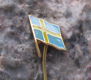Swedish National Day Sweden Flag Yellow Scandinavian Nordic Cross Pin Badge