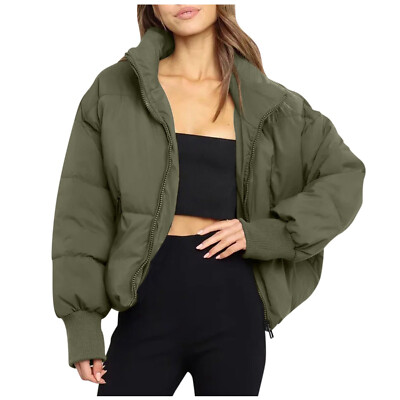 NEW SZ MEDIUM KYL Women's Cropped Puffer Jacket Padded Winter Coat