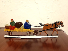 Vtg Hans Heinrichsen German Flat Metal Lead Horse Drawn Work Sleigh Hay Wagon