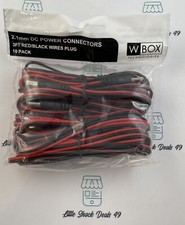 DCMPIG10P WBox Technologies 2.1 mm DC Power Connectors 3 Foot Red/Black 10 Pack