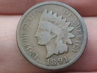 1891 Indian Head Cent Penny- VG Details, Chocolate Brown