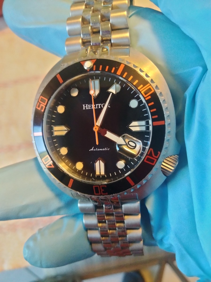 Heritor Mens Automatic Matador Scuba Divers Black/Orange