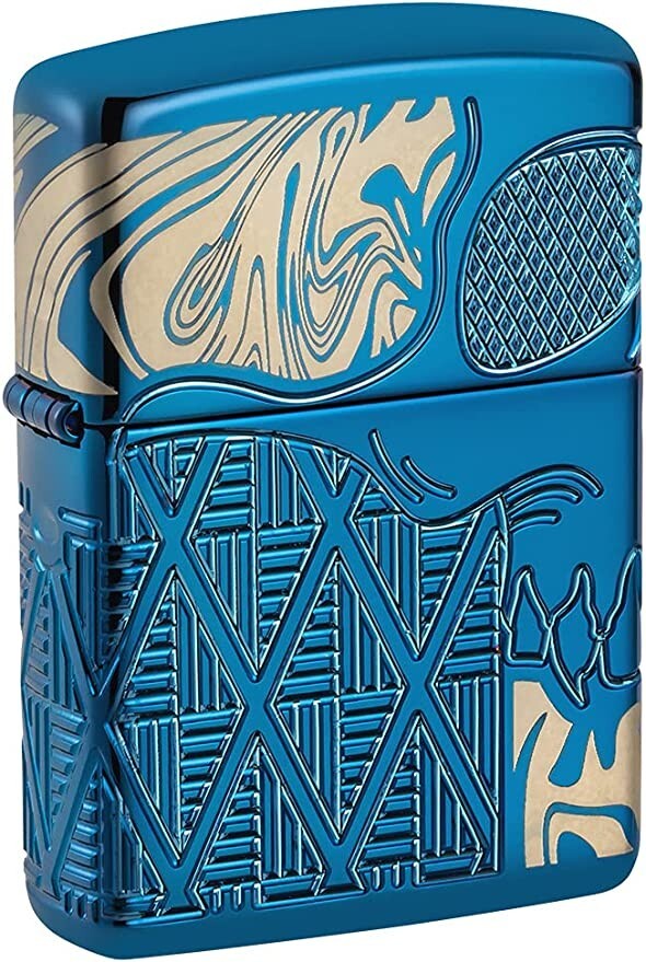 Zippo Armor High Polish Blue Skull Design 49705 | eBay