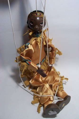 MARIONETA MARIONETA NEGRO INDIO AMERICANO JUGUETE DE COLECCIÓN DÉCADA 1940 - Imagen 4 de 12